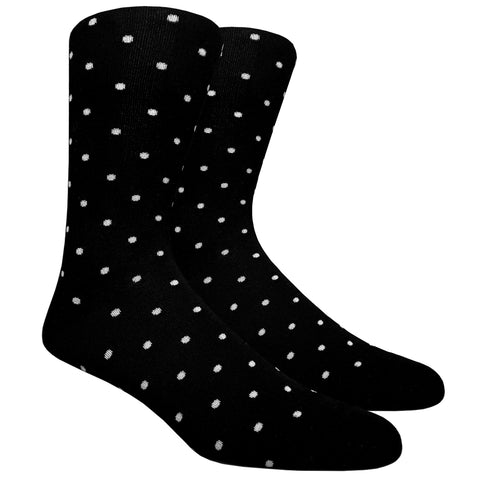 Black Label Dress Socks - Black with White Polka Dots