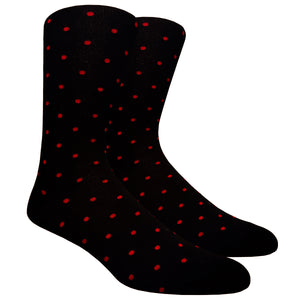 Black Label Dress Socks - Black with Red Polka Dots