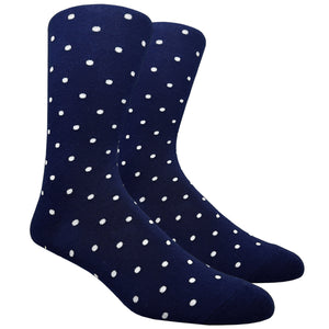 Black Label Dress Socks - Navy Blue with White Polka Dots