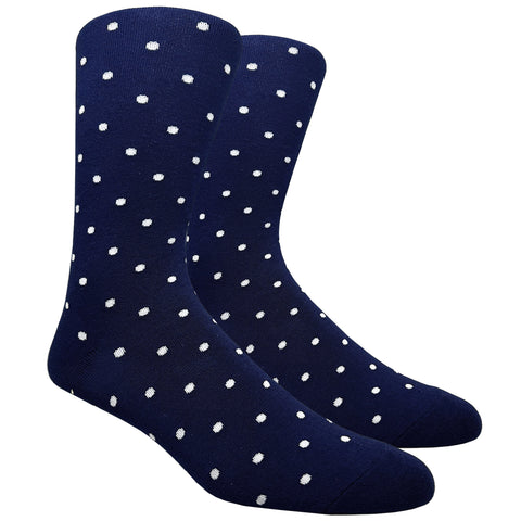 Black Label Dress Socks - Navy Blue with White Polka Dots