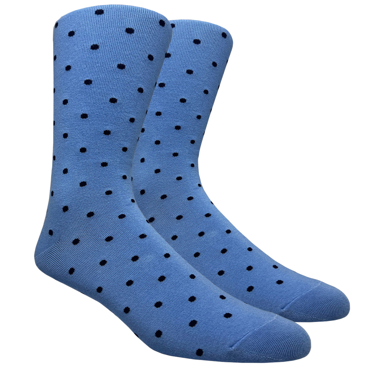 Black Label Dress Socks - Light Blue with Navy Polka Dots