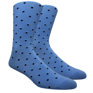 Black Label Dress Socks - Light Blue with Navy Polka Dots