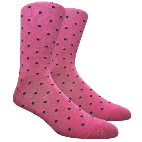 Black Label Dress Socks - Hot Pink with Navy Blue Polka Dots